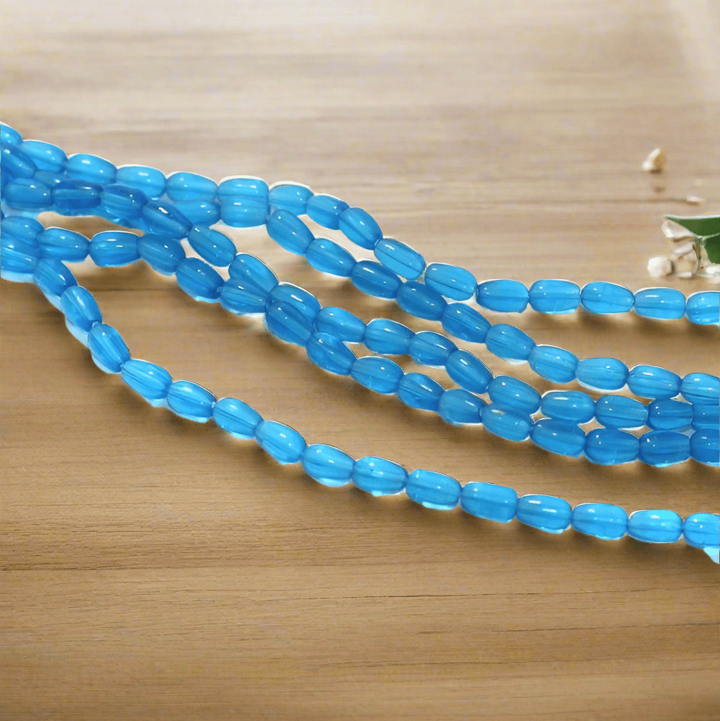 5 Strings, 4x6mm Plain Glass Beads Drop - Turquoise / Glass / Drop