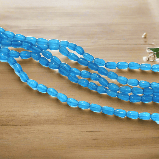 5 Strings, 4x6mm Plain Glass Beads Drop - Turquoise / Glass / Drop
