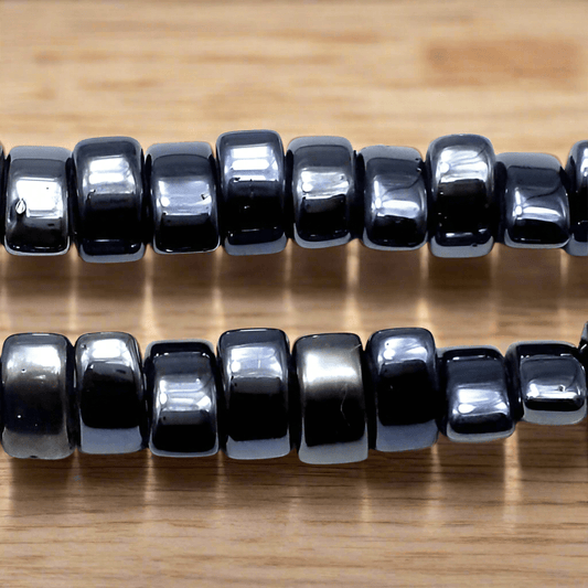 1 String 13x9mm Gun Metal Pedal Beads - Grey / Glass / Assorted