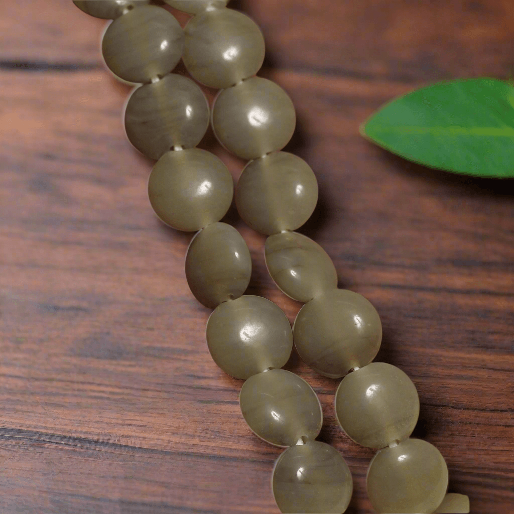 1 String Grey Fire Polish Disc Beads - Grey / Glass / Round