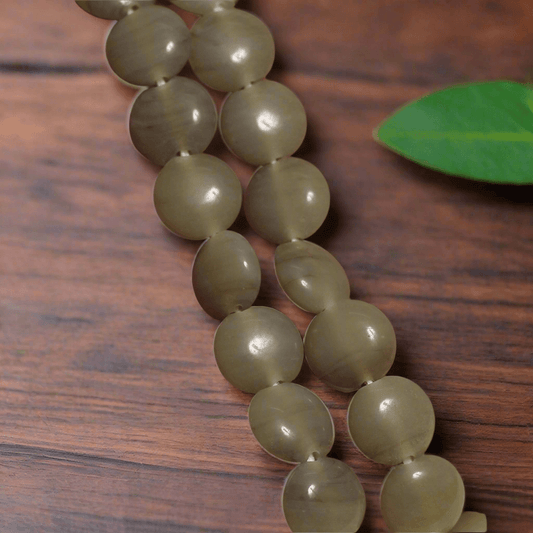 1 String Grey Fire Polish Disc Beads - Grey / Glass / Round