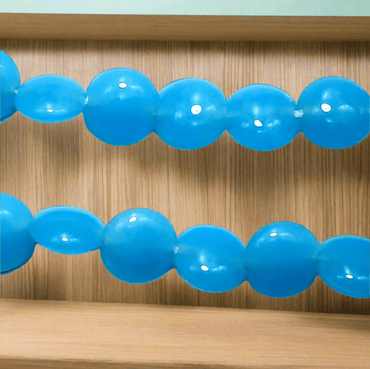 1 String Fire Polish Disc Beads  12mm - Blue / Glass / Disc