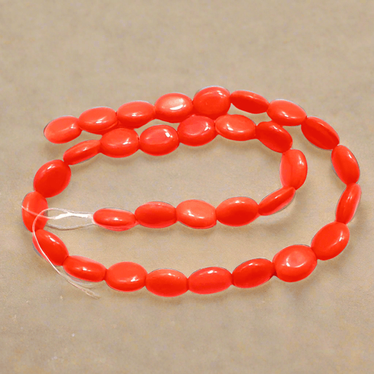 5 Strings Neon Glass Oval Beads Orange 12x9mm - Orange / Glass / Oval