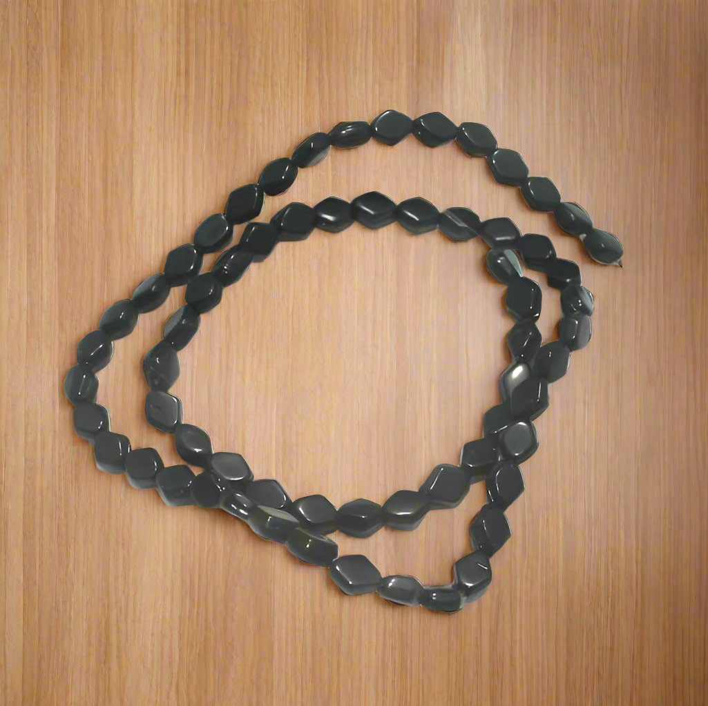 5 Strings Fire Polish Diamond Beads Black 5x6mm - Black / Glass / Diamond