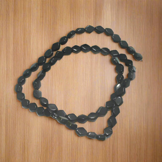 5 Strings Fire Polish Diamond Beads Black 5x6mm - Black / Glass / Diamond