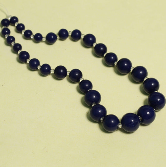 1 String Glass Round Beads Blue Multisize - Blue / Glass / Round