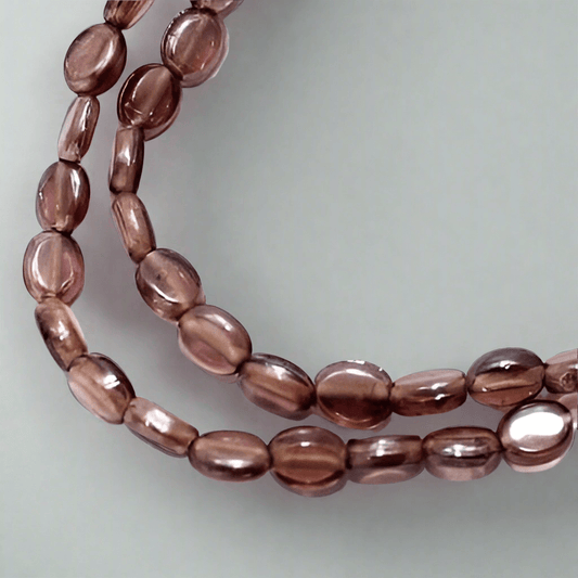 5 Strings Fire Polish Flat Oval Beads SP  8x6mm - Purple / Glass / Oval