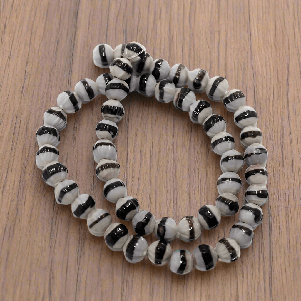 1 String Glass Kharbooza Beads Double Color 8mm - MultiColor / Glass / Round