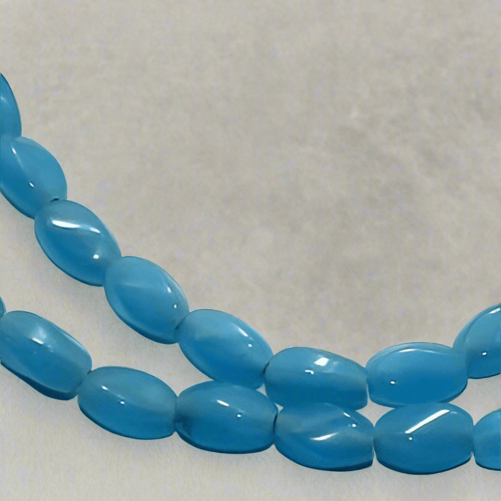 5 Strings Fire Polish Twisty Oval Beads 6x4 mm - Turquoise / Glass / Oval