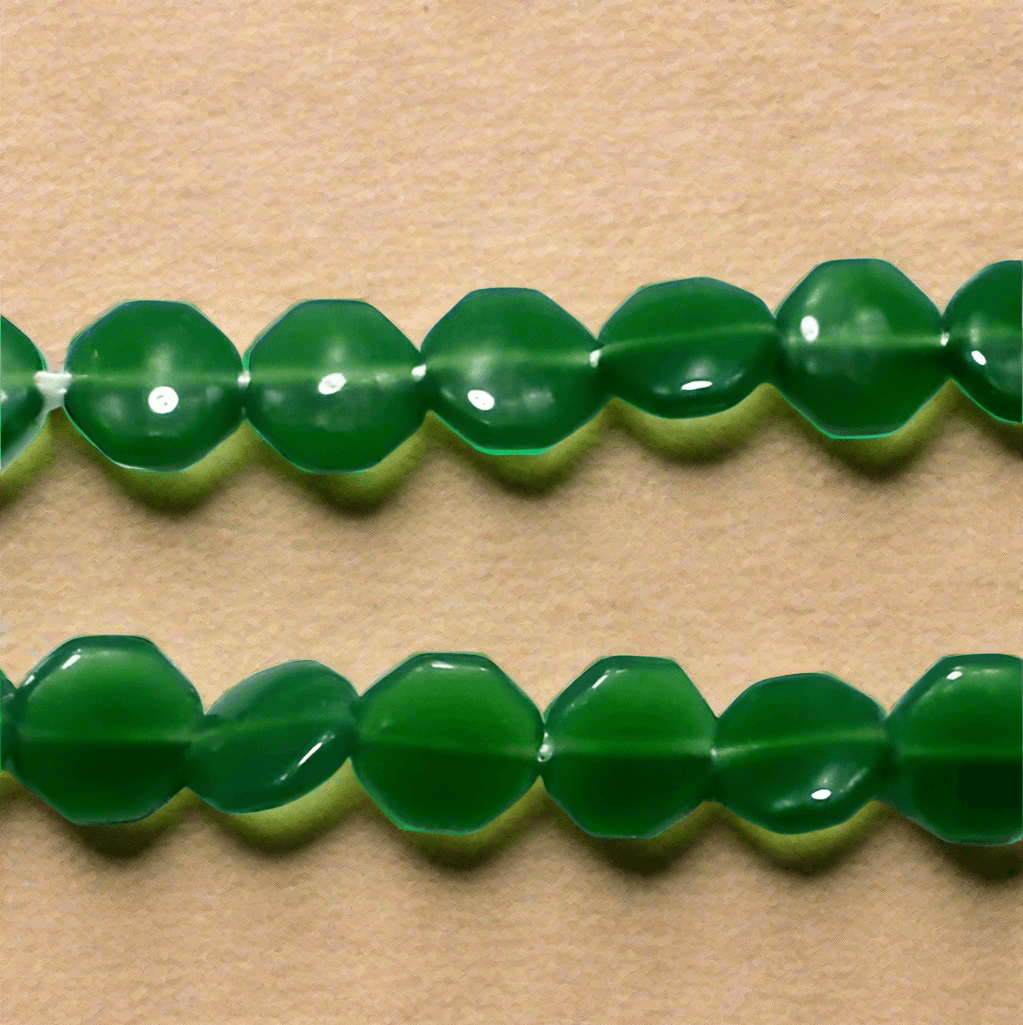 1 Strings Fire Polish Octa Beads 12mm - Green / Glass / Octagon