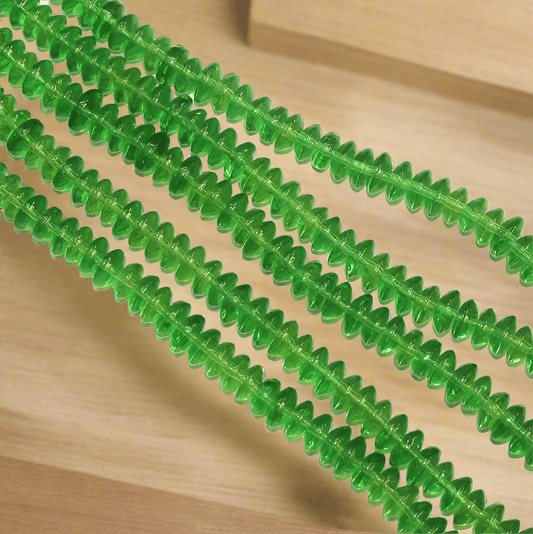1 String 8X4mm Glass Beads Donut Shape Green - Green / Glass / Donut