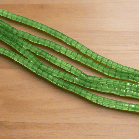 5 Strings Glass Tyre Beads  4x4mm - Green / Glass / Tyre