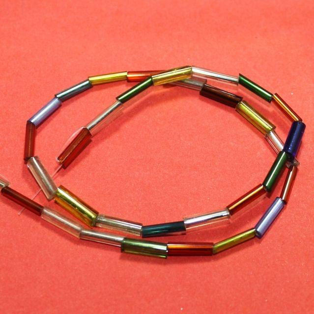 5 Strings Multi Color Tube Glass Beads 11x3mm - MultiColor / Glass / Tube