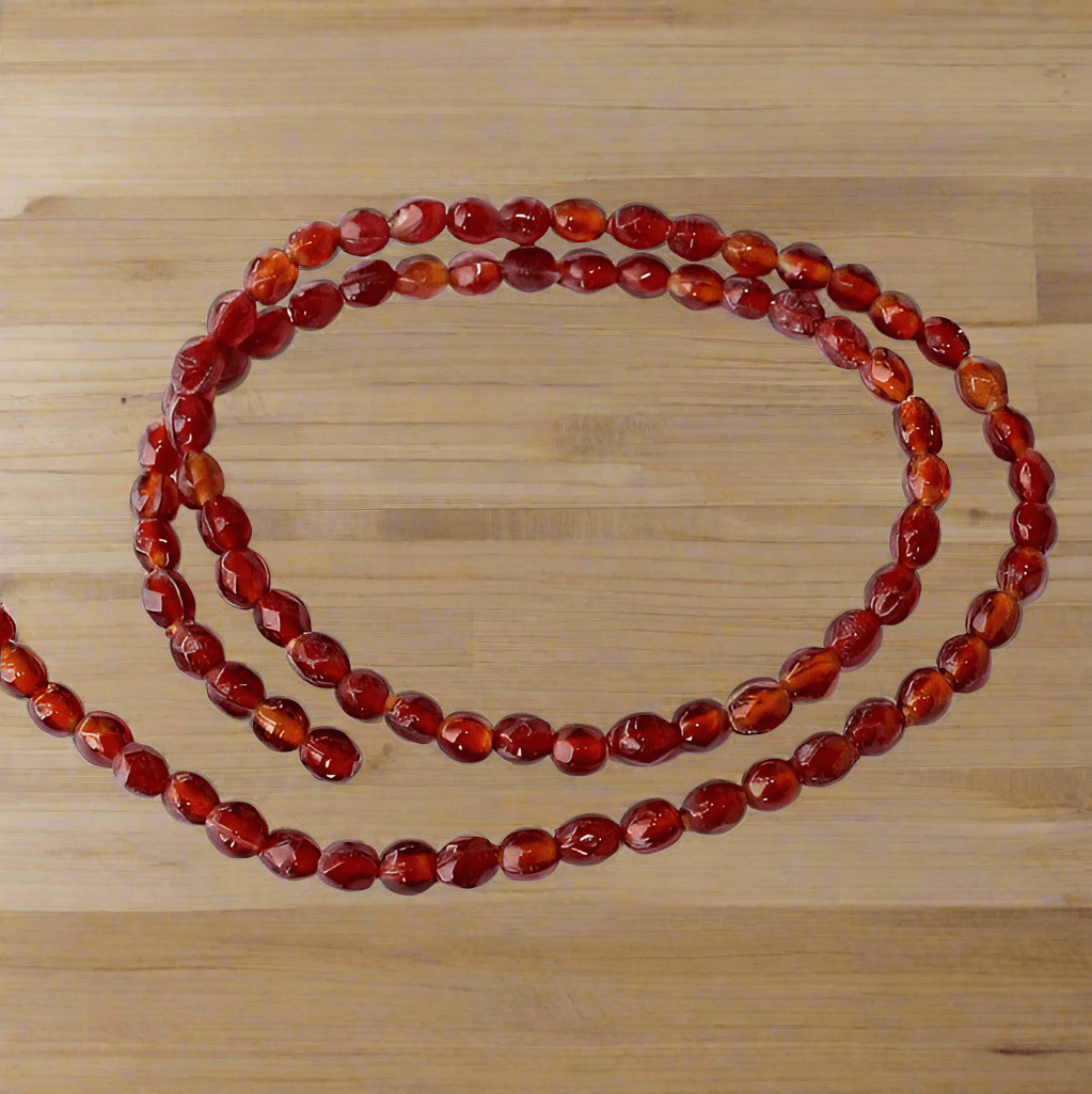 5 Strings Brown Oval Glass Beads 5x4mm - Brown / Glass / Oval