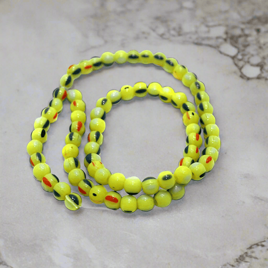 1 string of Glass Round Beads Twin Color 6mm - MultiColor / Glass / Round