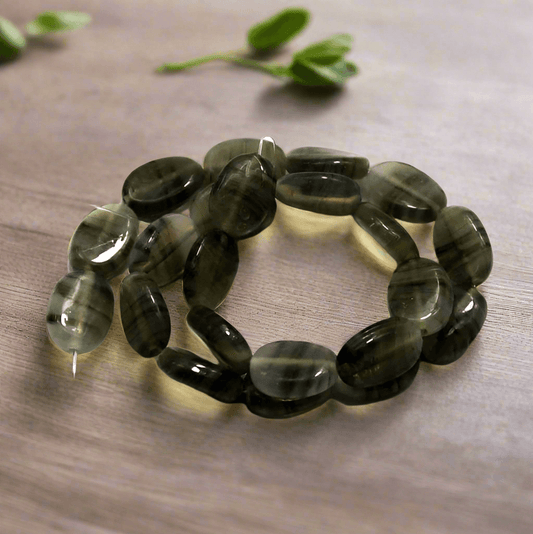 1 string of Glass Oval Beads Double Tone 20x12mm - Grey / Glass / Oval