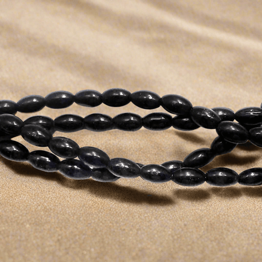 5 strings Glass Oval Beads Black 5x3mm - Black / Glass / Oval