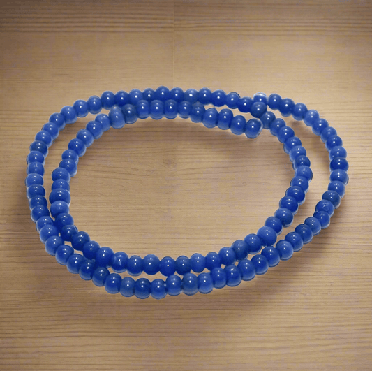 5 strings Glass Round Beads Blue 4mm - Blue / Glass / Round