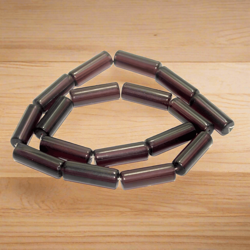 5 strings Glass Tube Beads Purple 24x8mm - Purple / Glass / Tube