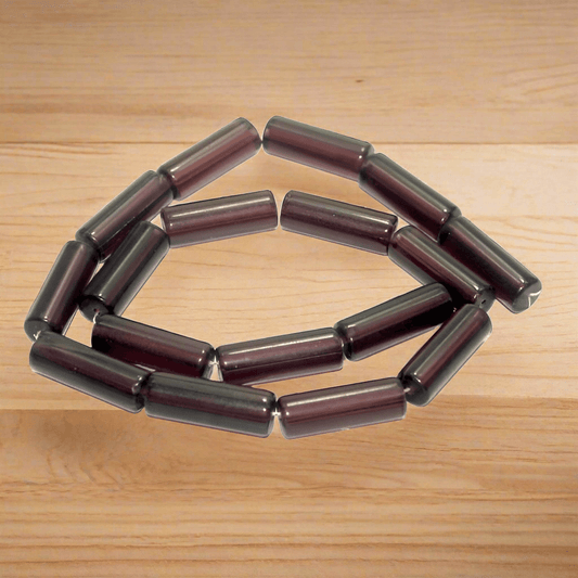 5 strings Glass Tube Beads Purple 24x8mm - Purple / Glass / Tube