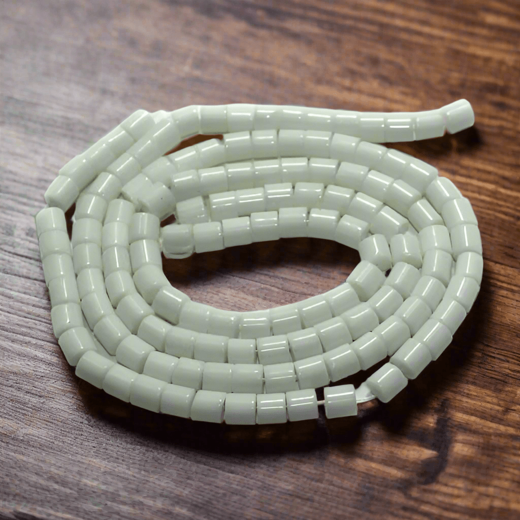 5 strings Glass Tyre Beads White 6mm - White / Glass / Tyre