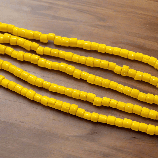1 Strings Tyre Glass Beads Yellow 4x4mm - Yellow / Glass / Tyre