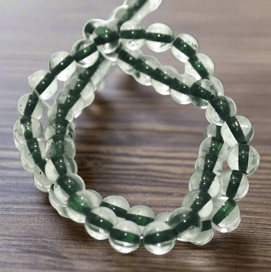 1 string Glass Round Beads Inside Green 8mm - Green / Glass / Round