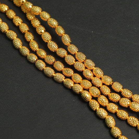 100 Pcs 8x6mm Brass Oval Golden Beads - Golden / 8mm