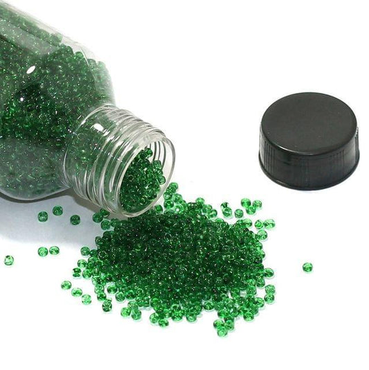 Glass Trans Seed Beads Green 8/0 - Green / Glass / 100 Gm