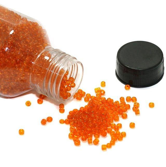 Glass Trans Seed Beads Orange 8/0 - Orange / Glass / 100 Gm