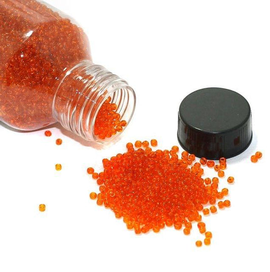 Glass Trans Seed Beads Orange 11/0 - Orange / Glass / 100 Gm