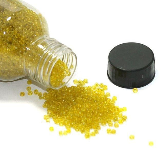 Glass Trans Seed Beads Yellow 11/0 - Yellow / Glass / 100 Gm