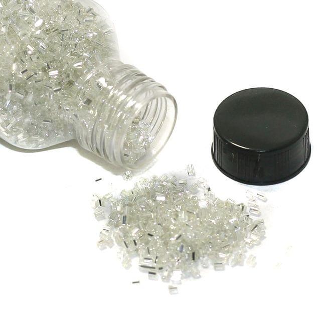 2 Cut Silver Line Glass Seed Beads Clear 11/0 - White / 2 Cut / 100 Gm