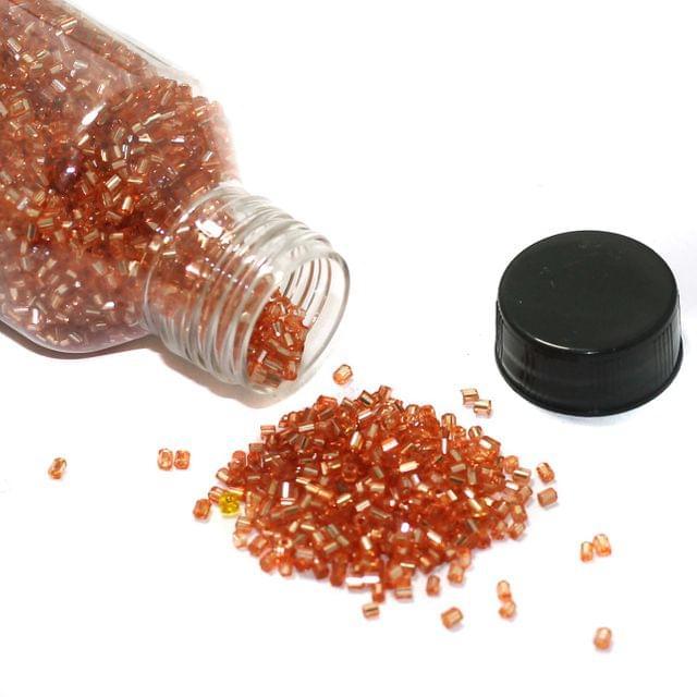 2 Cut Silver Line Glass Seed Beads Orange 11/0 - Orange / 2 Cut / 100 Gm