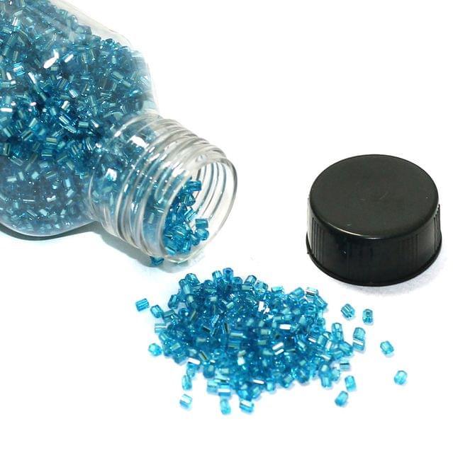 2 Cut Silver Line Glass Seed Beads Turquoise 11/0 - Turquoise / Glass / 2 Cut