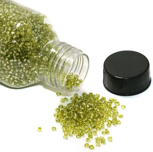 Silver Line Glass Seed Beads Peridot 11/0 - Peridot / Glass / 100 Gm
