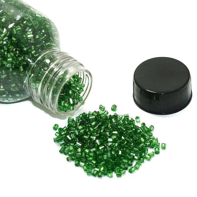 2 Cut Silver Line Glass Seed Beads Green 11/0 - Green / 2 Cut / 150 Gm