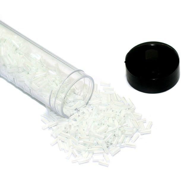 1000+, White Bugles Glass Seed Beads - White / Glass / Bugles
