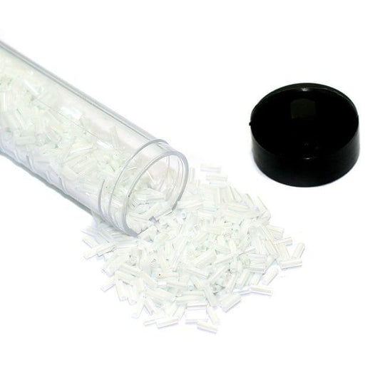 1000+, White Bugles Glass Seed Beads - White / Glass / Bugles