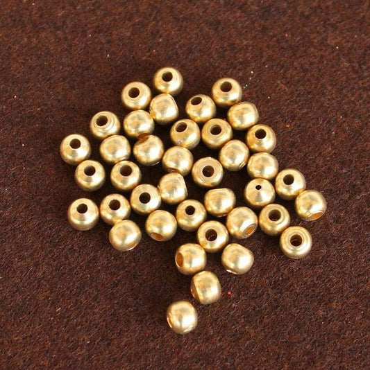 100 Pcs, 6mm Solid Brass Round Beads Golden - Golden / 6mm