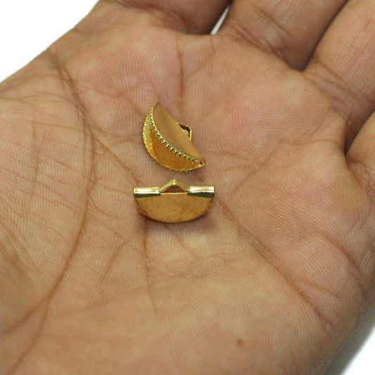 15x10mm Ribbon Clamp Crimp Cord End Golden - Golden / 20 Pcs / 15mm
