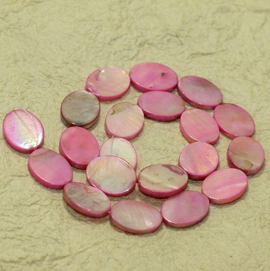19x13mm Oval Shell Beads 1 String - Pink / Shell / Oval