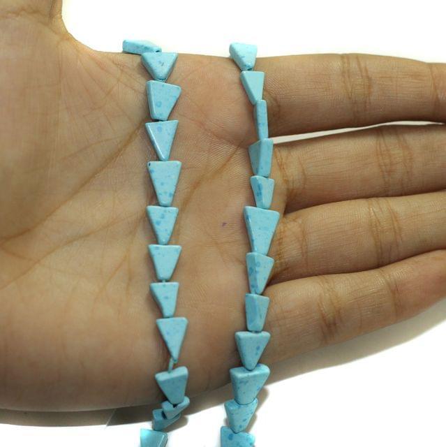 2 Strings Semiprecious Howlite Beads 8x6mm - Turquoise / Stone / Triangle