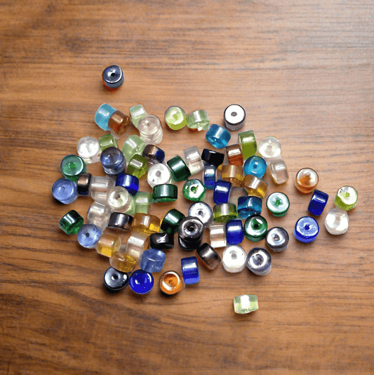 200gm Glass Bugles Beads Assorted Rainbow 6 mm - MultiColor / Glass / Tyre