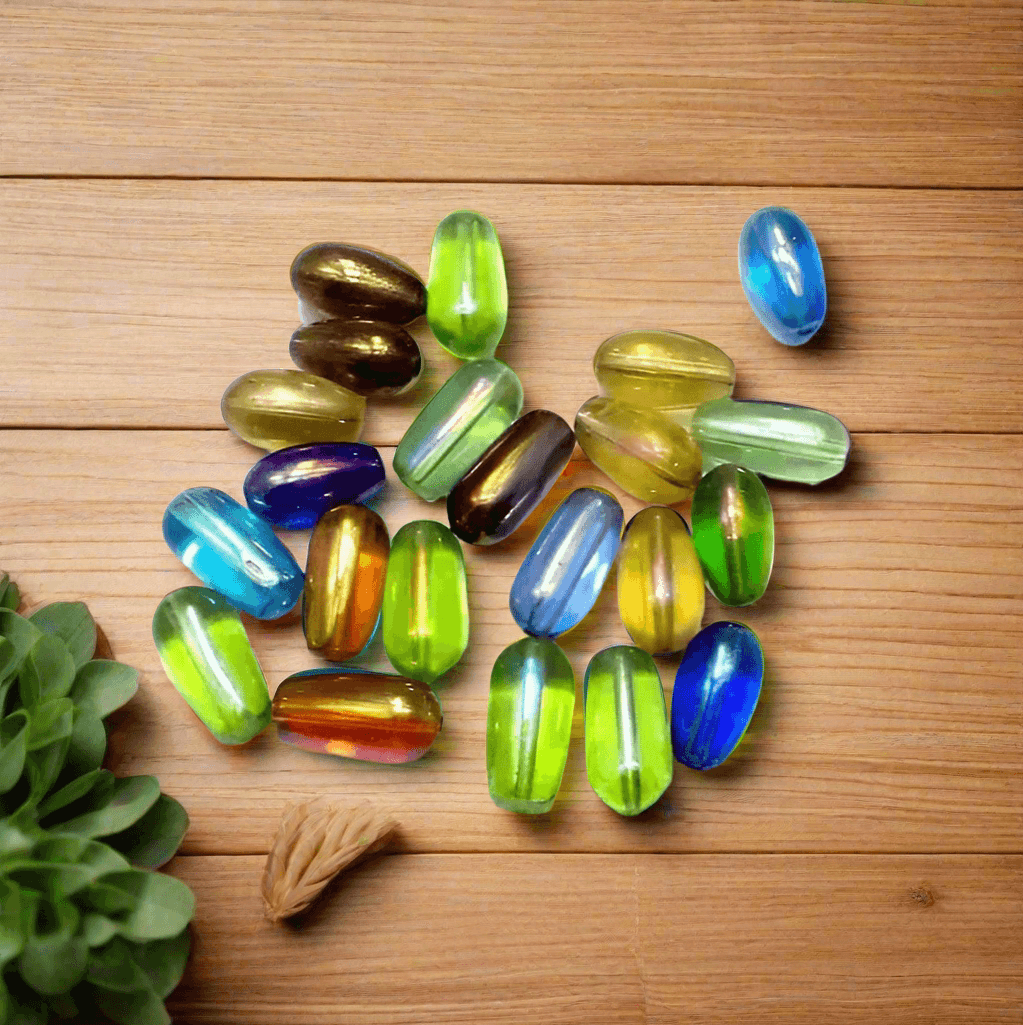 160 Glass Drop Beads Assorted 6x8 mm - MultiColor / Glass / Drop