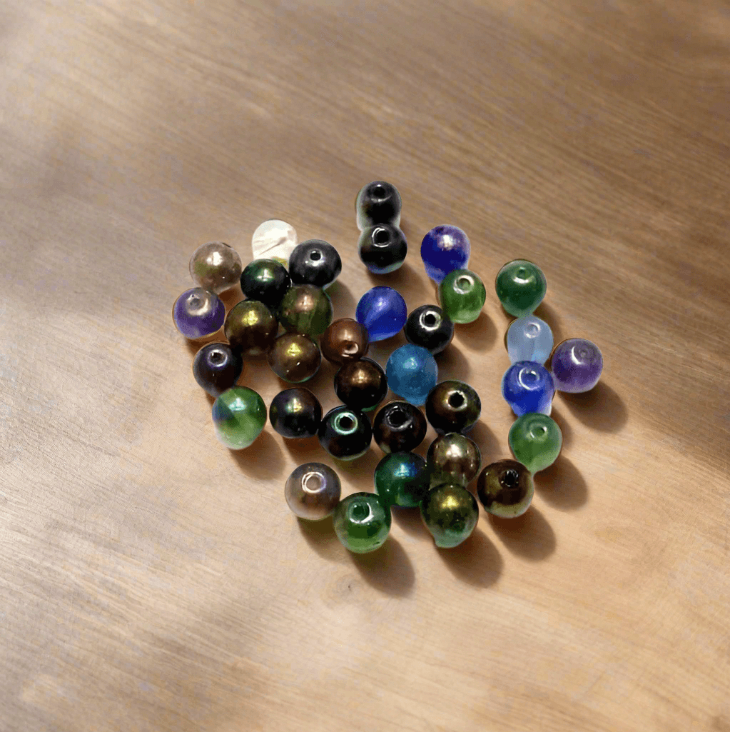 200 Glass Beads Round Assorted Rainbow 8 mm - MultiColor / Glass / Round