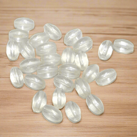 425 Special Polish Glass Oval Beads Opal 6x4 mm - White / Glass / Oval