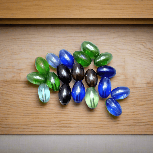 180 Special Polish Glass Oval Beads Assorted 6x8 mm - MultiColor / Glass / Oval