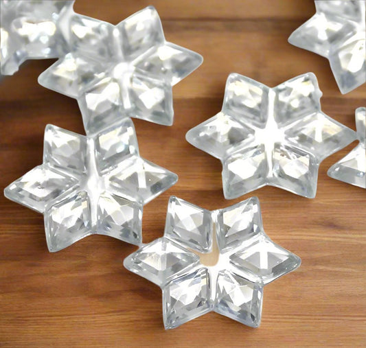 75 pcs Scatter Star Emerald Flatback Faceted Acrylic 16mm - White / Acrylic / Star
