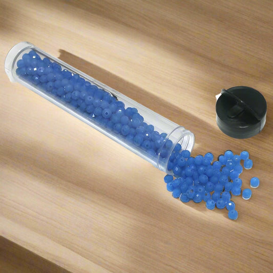 400 Pcs, 4mm Opaque Sky Blue Faceted Crystal Rondelle Beads - Sky Blue / 4mm / Rondelle